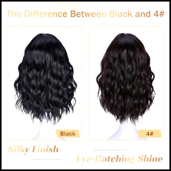 Wavy Bob Wig with Bangs Shoulder Length Heat Resistant Synthetic Hair